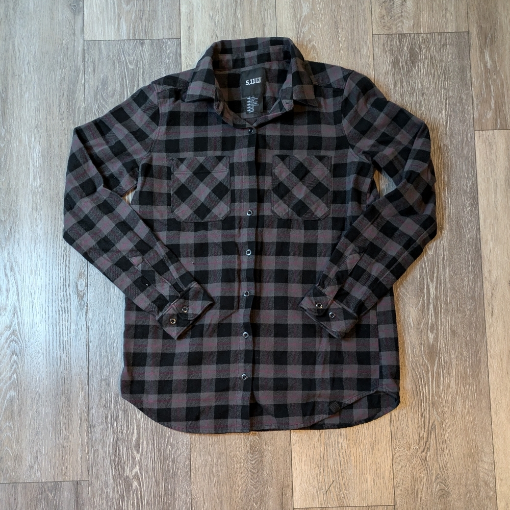 5.11 Tactical Top Womens Small Black Plaid Ruth Flannel Pockets Outdoor